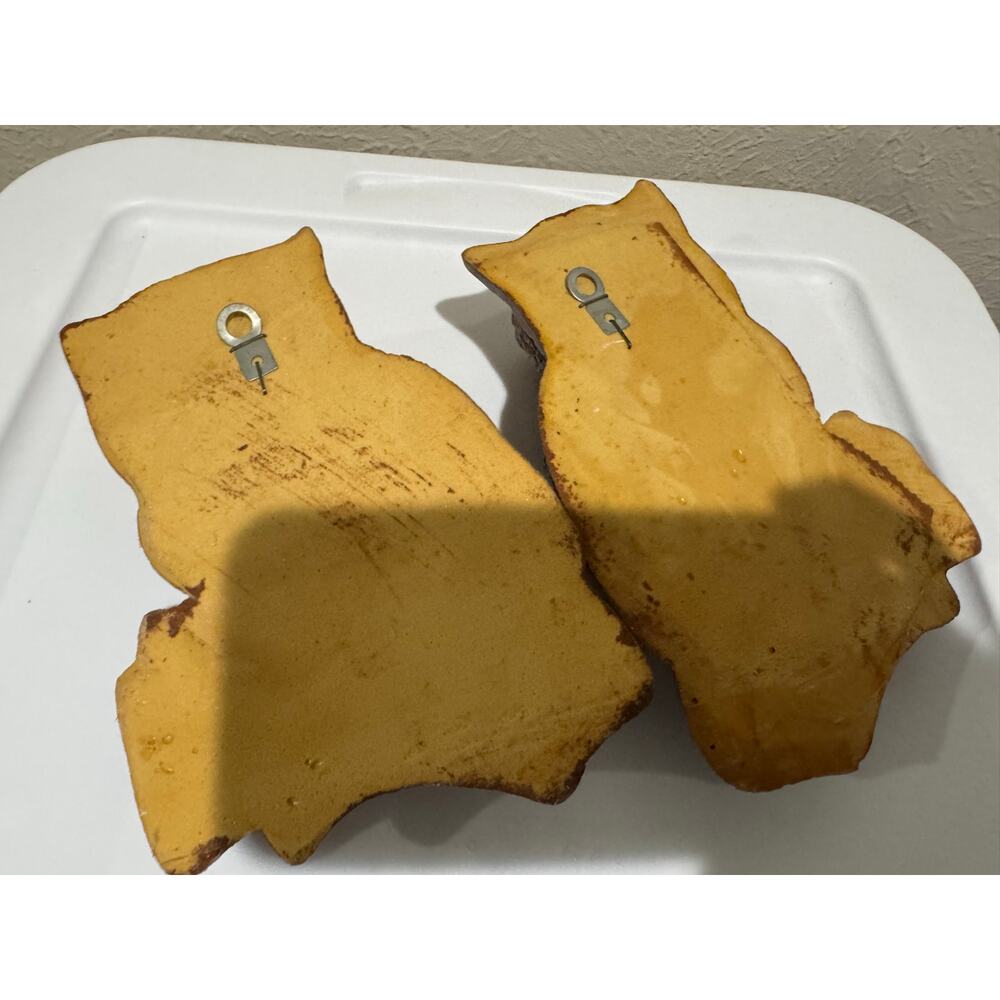 Vintage Pair of Owls Wall Decor Seventies 70's - Picture 2 of 2